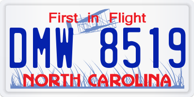 NC license plate DMW8519