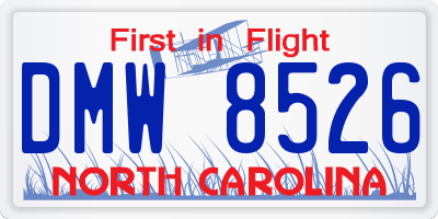 NC license plate DMW8526