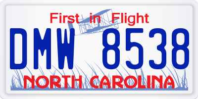 NC license plate DMW8538