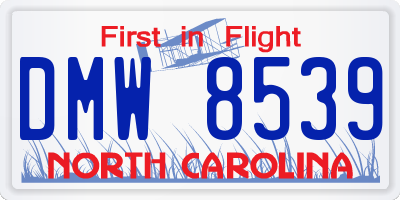 NC license plate DMW8539