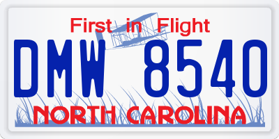 NC license plate DMW8540
