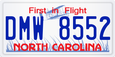 NC license plate DMW8552