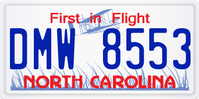 NC license plate DMW8553