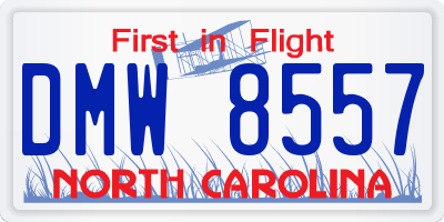 NC license plate DMW8557