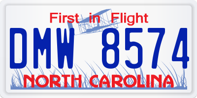 NC license plate DMW8574