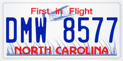 NC license plate DMW8577
