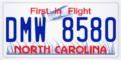NC license plate DMW8580