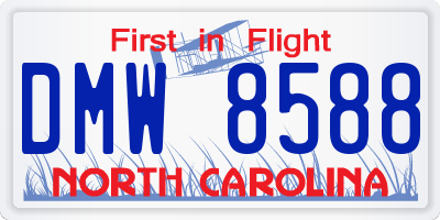 NC license plate DMW8588