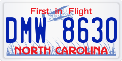 NC license plate DMW8630