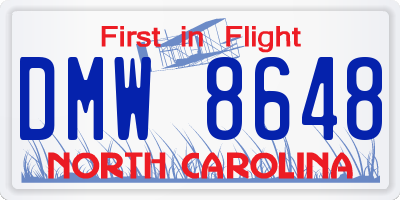NC license plate DMW8648