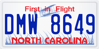 NC license plate DMW8649