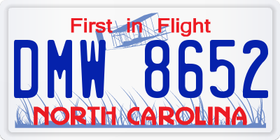 NC license plate DMW8652