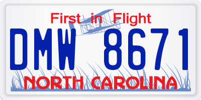NC license plate DMW8671