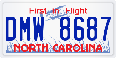 NC license plate DMW8687