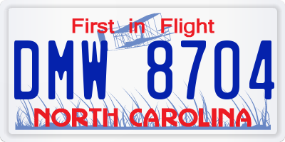 NC license plate DMW8704