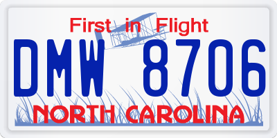 NC license plate DMW8706