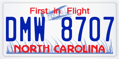 NC license plate DMW8707