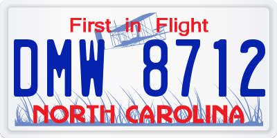 NC license plate DMW8712