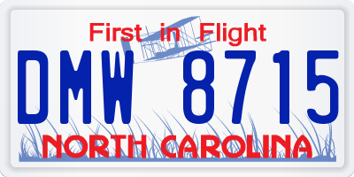 NC license plate DMW8715