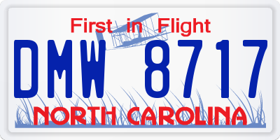 NC license plate DMW8717