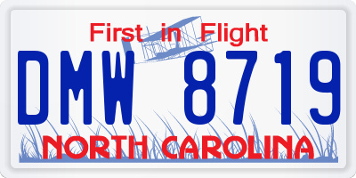 NC license plate DMW8719