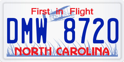 NC license plate DMW8720