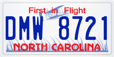 NC license plate DMW8721