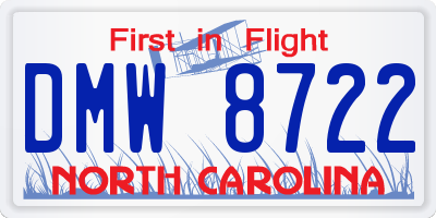 NC license plate DMW8722