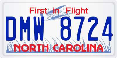 NC license plate DMW8724