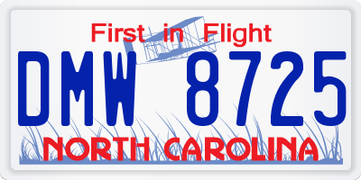 NC license plate DMW8725