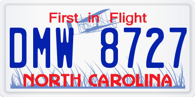 NC license plate DMW8727