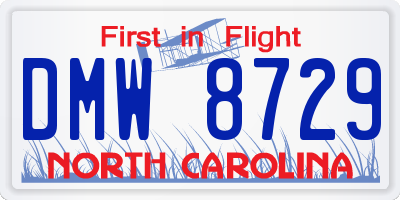 NC license plate DMW8729