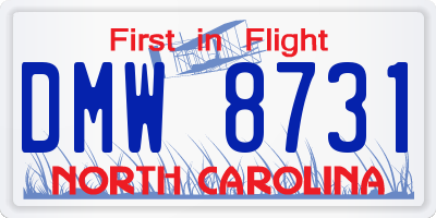 NC license plate DMW8731