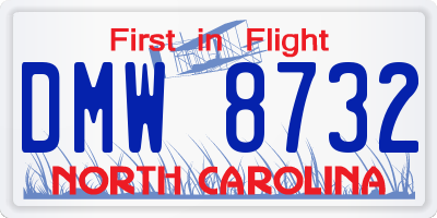 NC license plate DMW8732