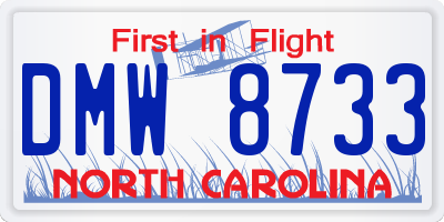 NC license plate DMW8733