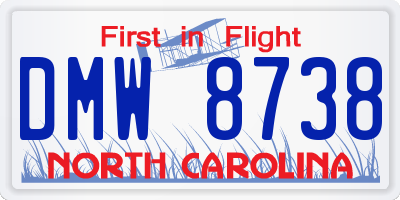 NC license plate DMW8738