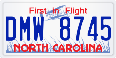 NC license plate DMW8745