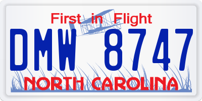 NC license plate DMW8747