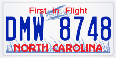 NC license plate DMW8748