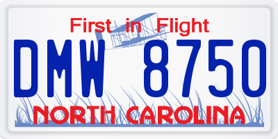 NC license plate DMW8750