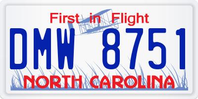 NC license plate DMW8751