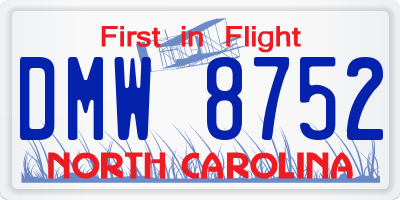 NC license plate DMW8752