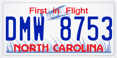 NC license plate DMW8753