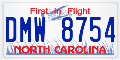 NC license plate DMW8754