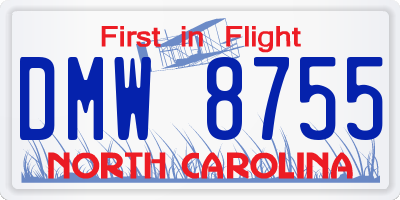 NC license plate DMW8755