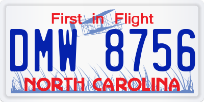 NC license plate DMW8756