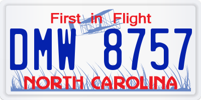 NC license plate DMW8757