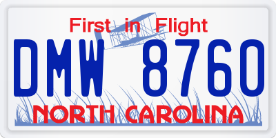 NC license plate DMW8760