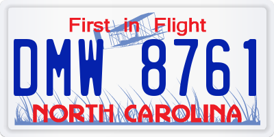 NC license plate DMW8761