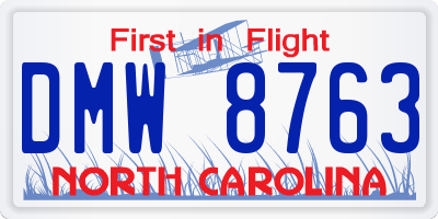 NC license plate DMW8763